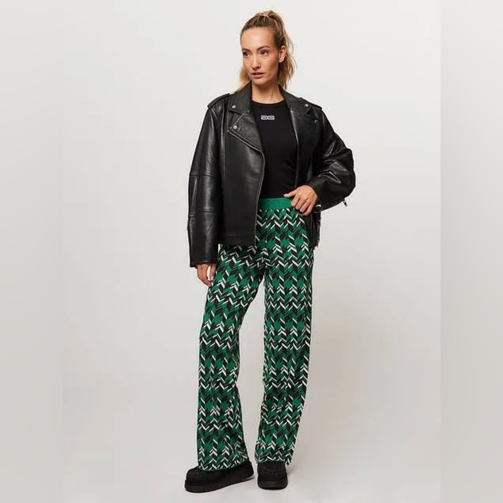 NWT‎ Baum Und Pferdgarten Wide Leg Knit Cabery Pants Small Geometric Green